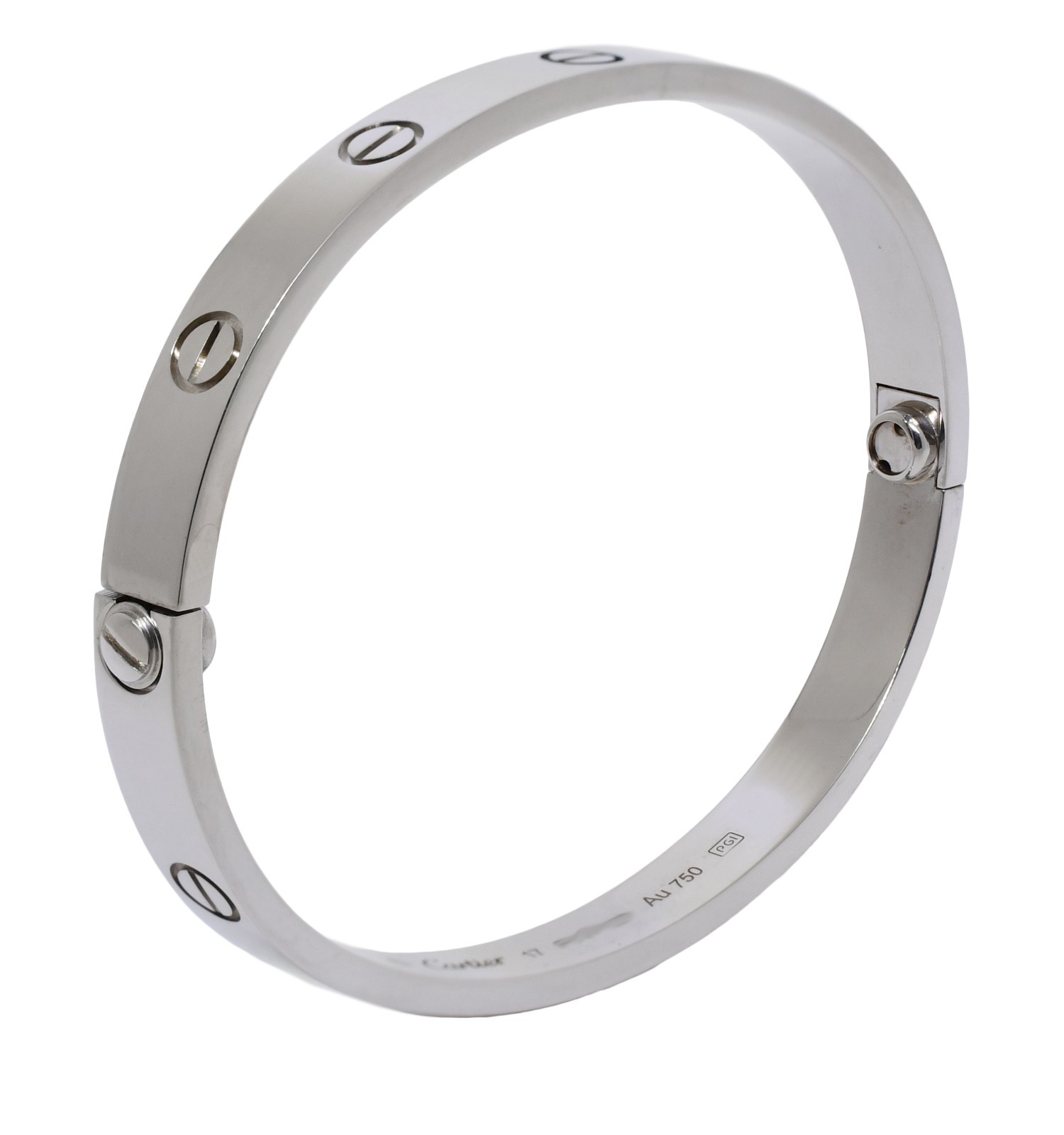 Cartier Love Bracelet Classic 18k White Gold Size 17 +Pouch B6067617 Cartier Love Bracelet Classic 18k White Gold Size 17 +Pouch B6067617
