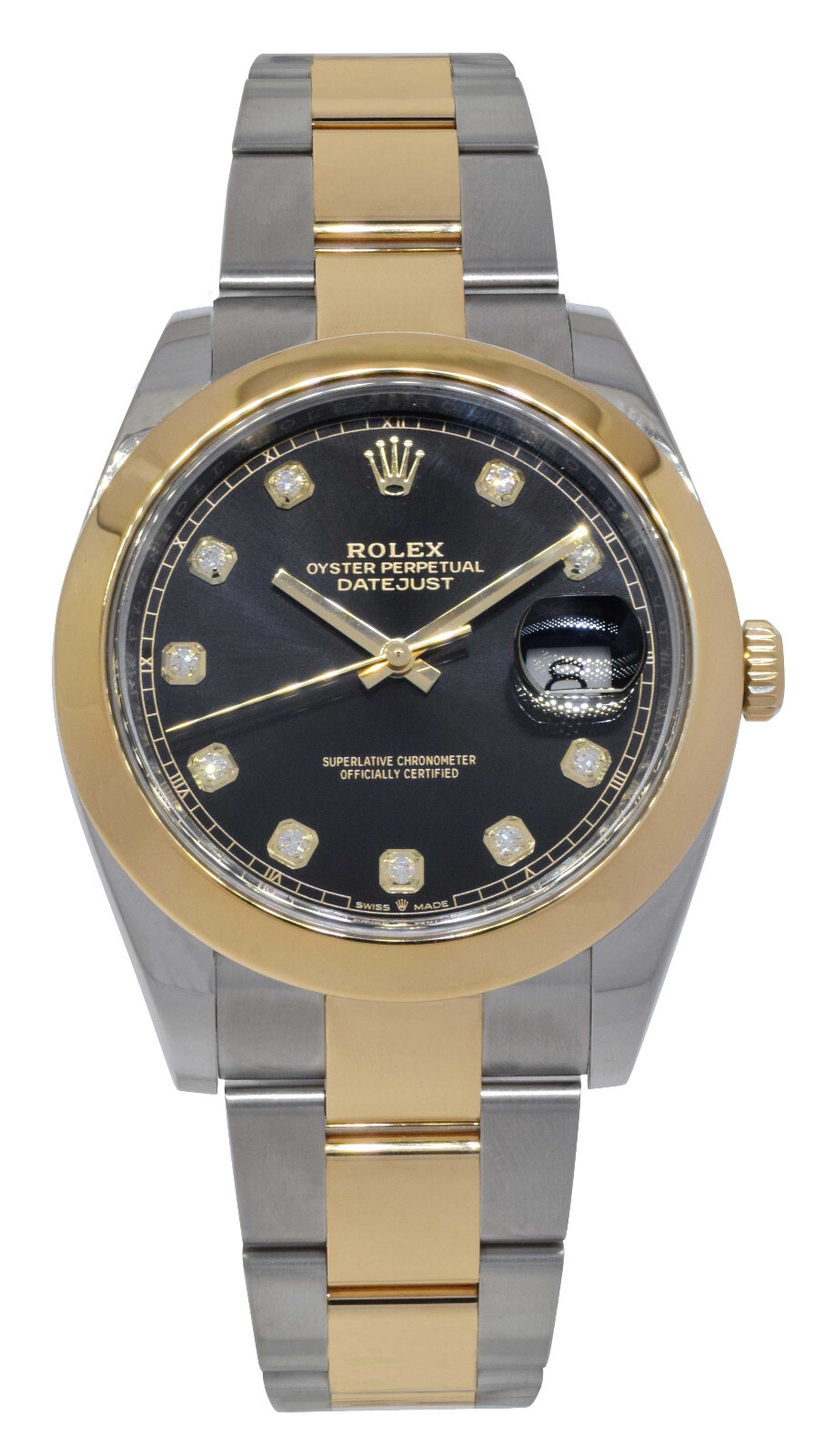 Rolex Datejust 41 18k Yellow Gold/Steel Black Diamond Dial Watch B/P 126303