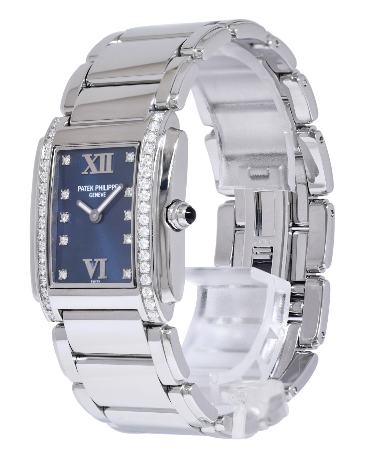 Patek Philippe Twenty~4 Steel & Diamond Blue Dial Ladies Watch 24 4910/10A
