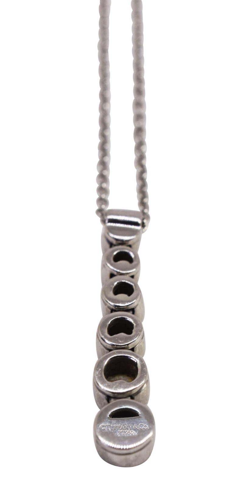 Tiffany & Co. Jazz Graduated Drop Diamond Pendant Platinum Chain Necklace 16"