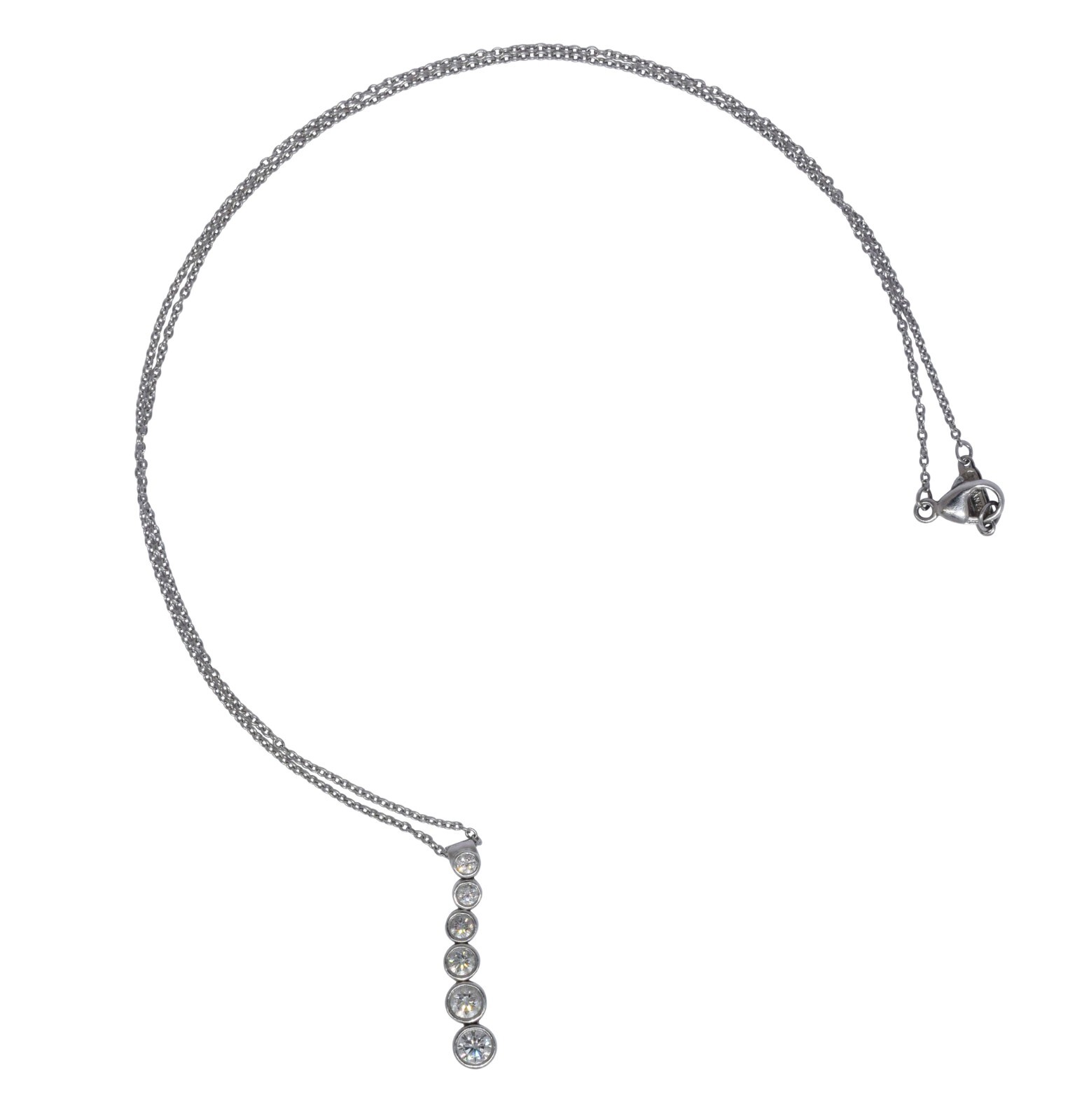 Tiffany & Co. Jazz Graduated Drop Diamond Pendant Platinum Chain Necklace 16"