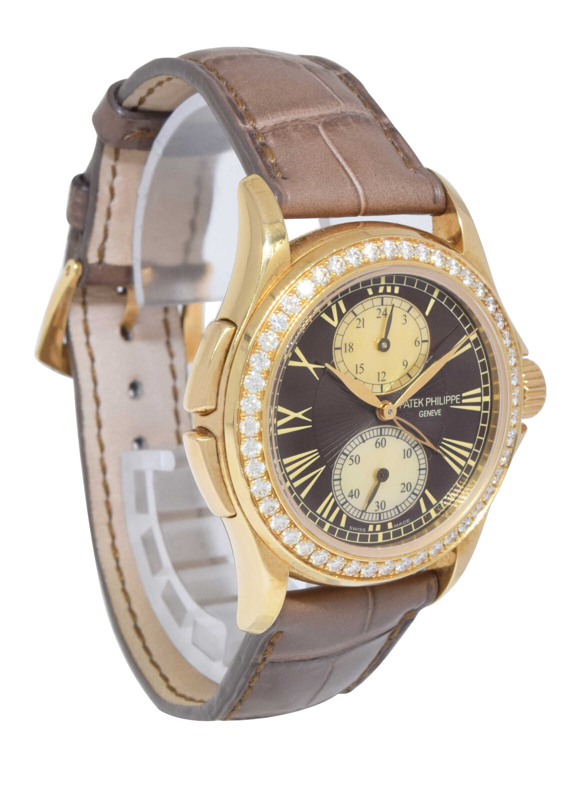 Patek Philippe Travel Time 4934 18K Rose Gold Pearl & Diamonds Watch 4934R