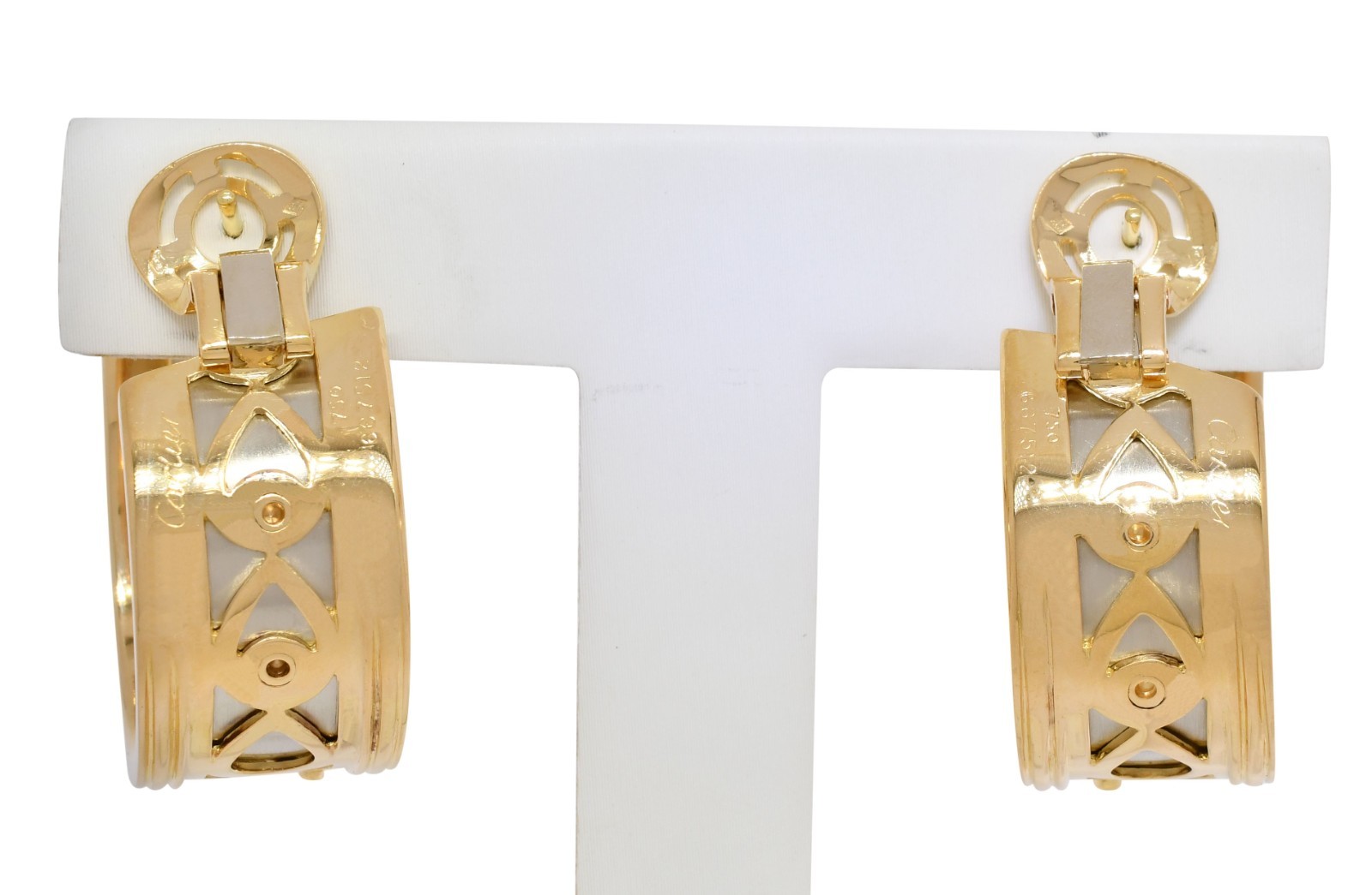 Cartier Panthere 18k Yellow Gold & Platinum Hoop Earrings
