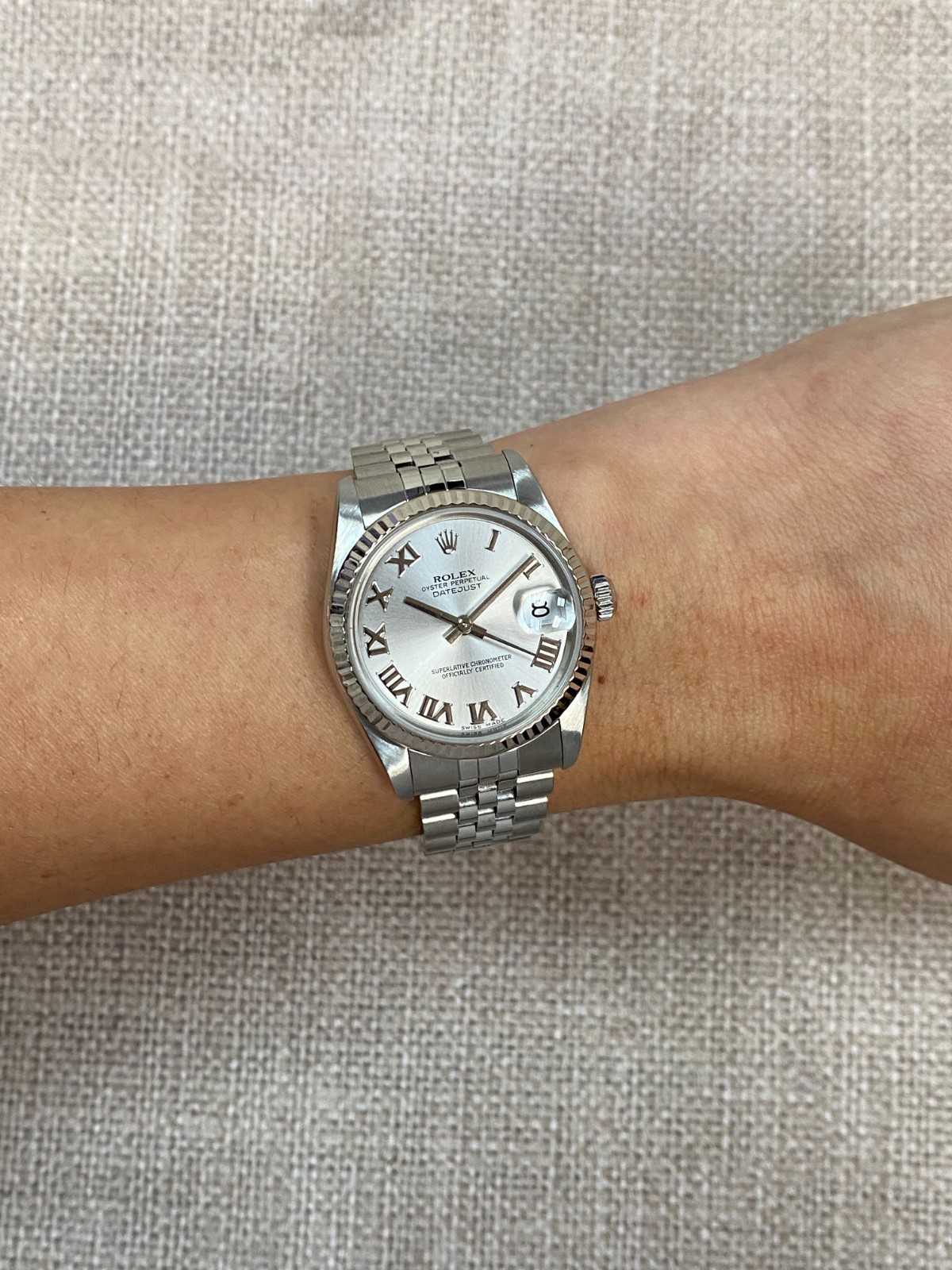 Rolex Datejust Steel 18k White Gold Bezel Silver Dial Ladies 31mm Watch Y 78274