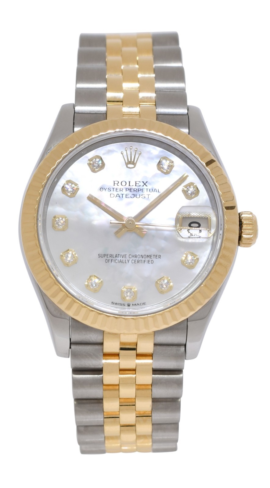 Rolex Datejust 31 18k Yellow Gold/Steel MOP Diamond Dial Ladies Watch 278273