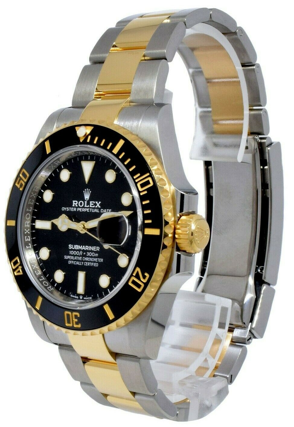 NOS Rolex Submariner Date 18k Gold Steel Ceramic Black 41mm Watch B/P '21 126613