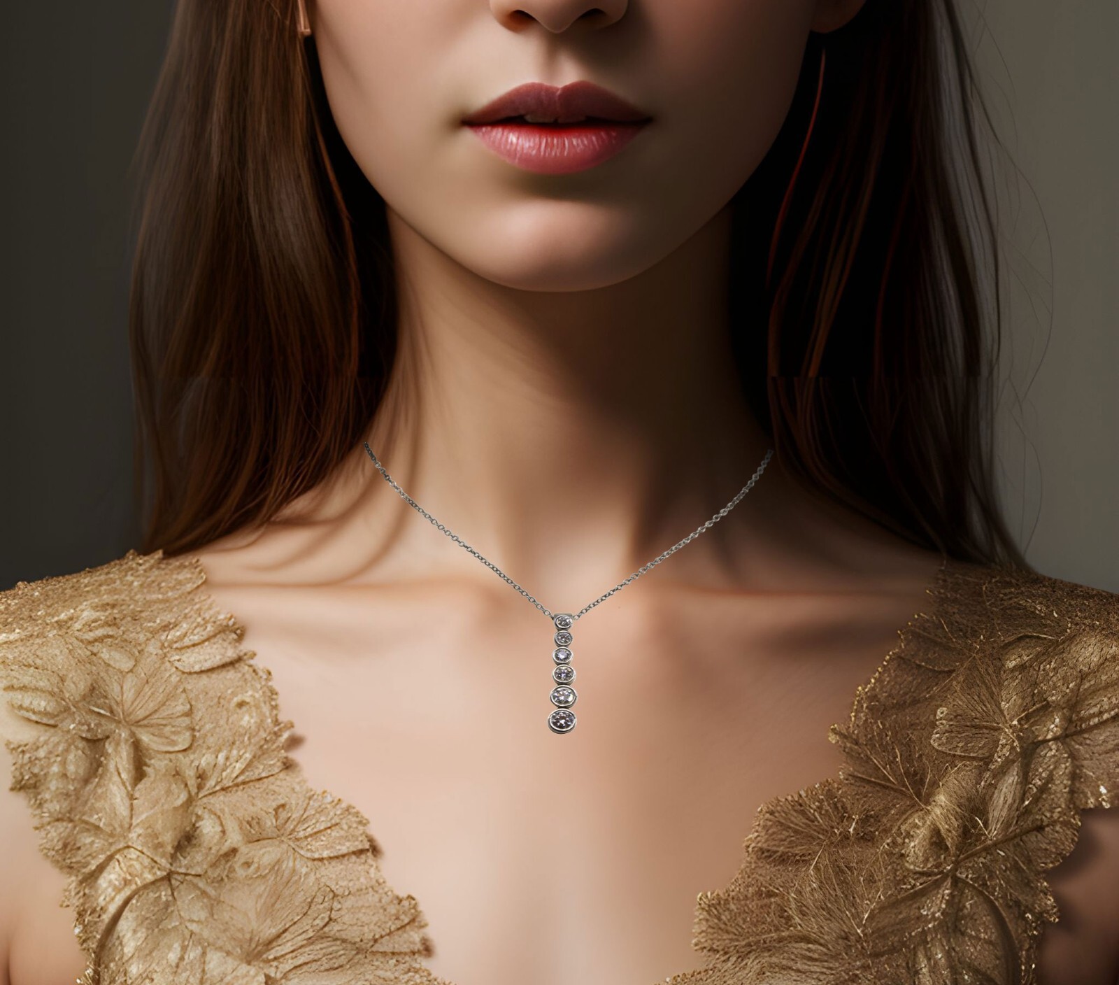 Tiffany & Co. Jazz Graduated Drop Diamond Pendant Platinum Chain Necklace 16"
