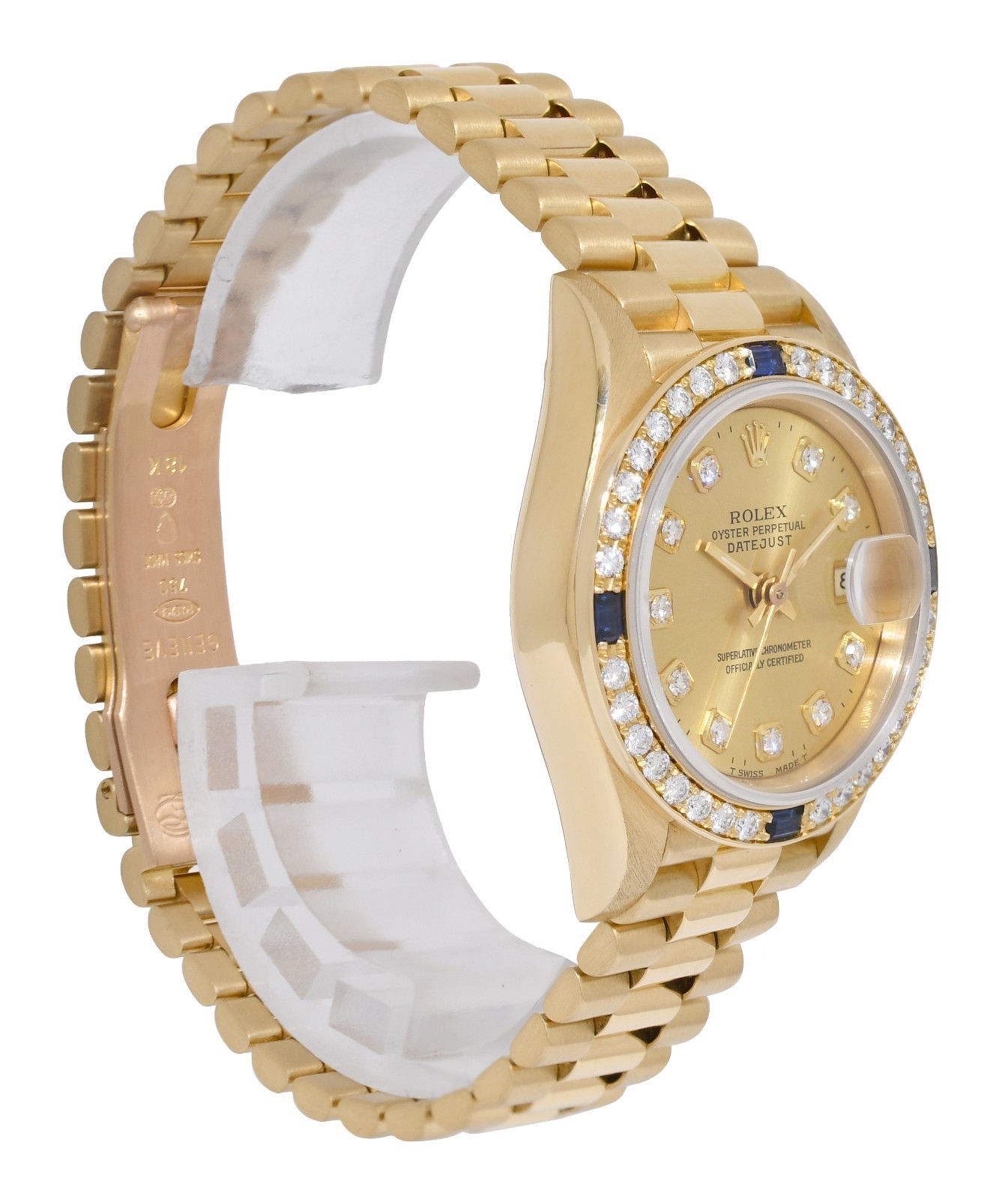 Rolex Datejust President Yellow Gold Diamond/Sapphire 26mm Watch +PP '85 69178