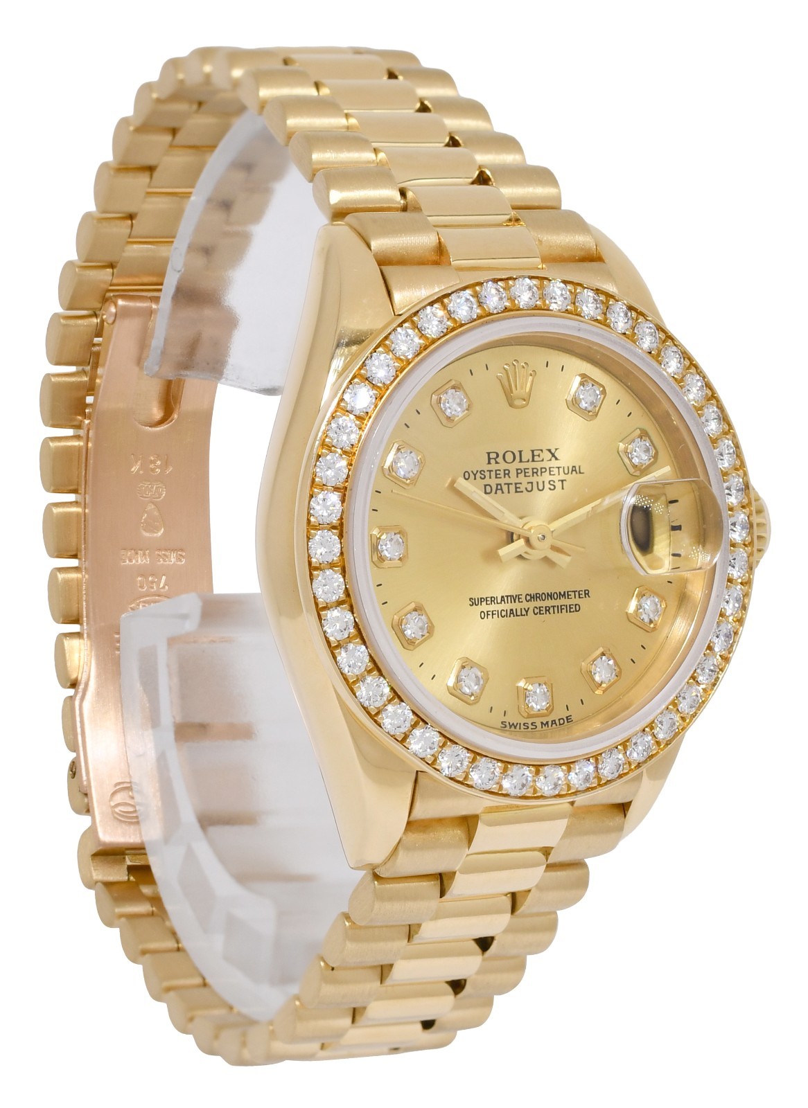 Rolex Datejust President 18k Yellow Gold Champagne Diamond 26mm Watch '86 69178