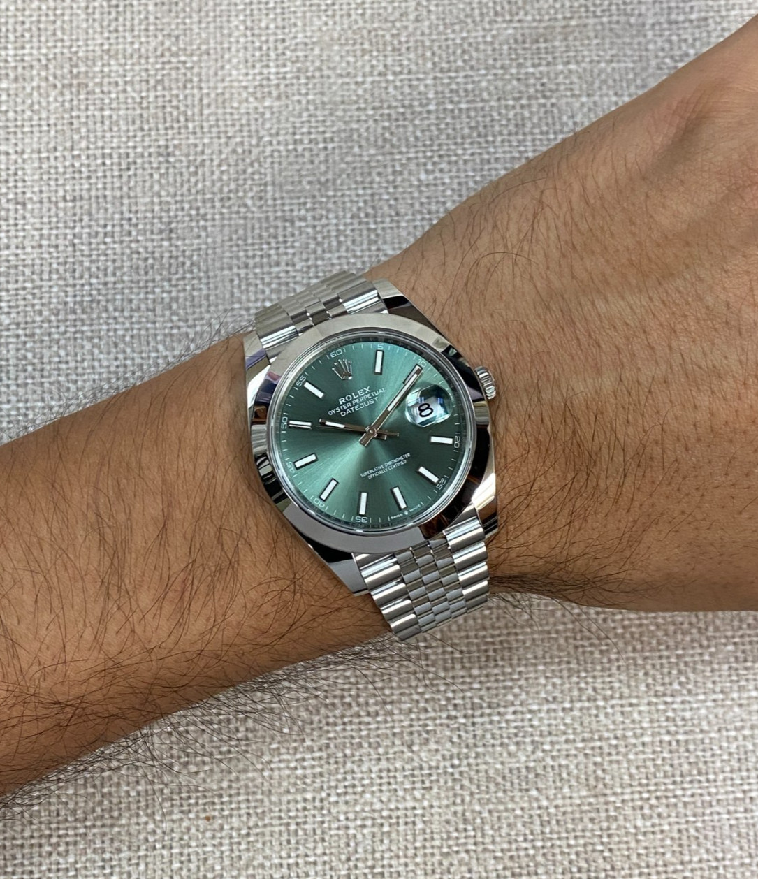 NEW Rolex Datejust 41 Steel Mint Green Dial Mens Jubilee Watch B/P '25 126300