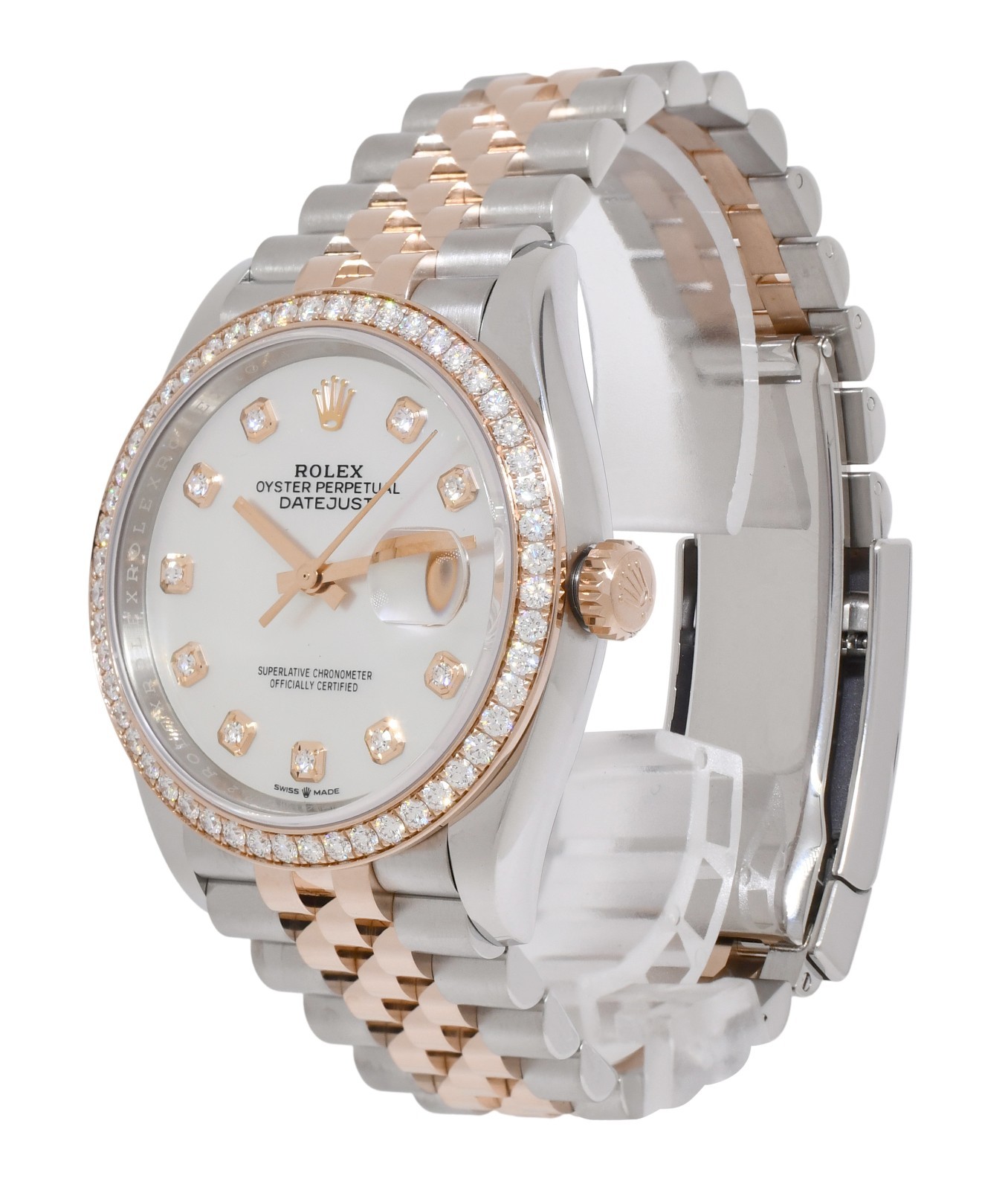 Rolex Datejust 36 18k Rose Gold/Steel MOP Diamond Dial/Bezel Watch '18+ 126281