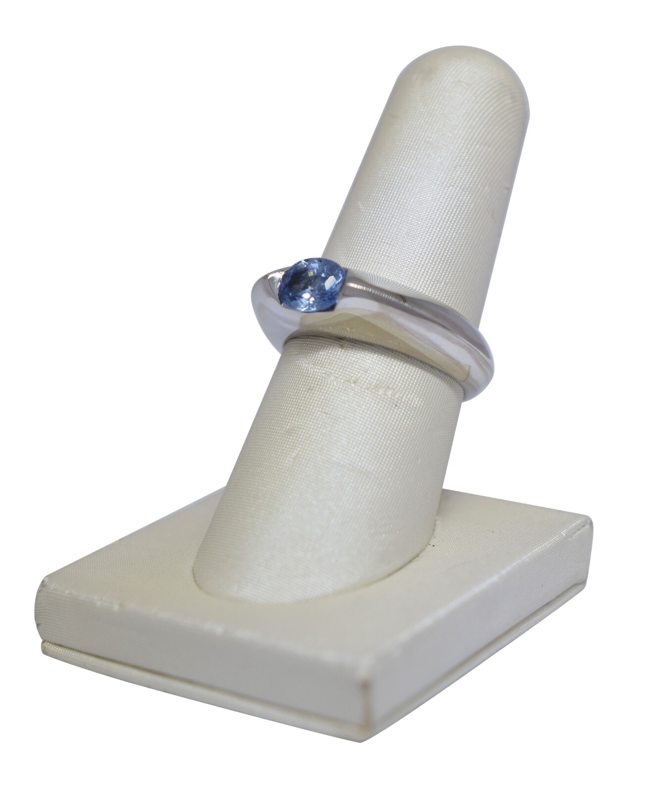 Piaget Blue Sapphire & Diamond 18k White Gold Ring Size 52