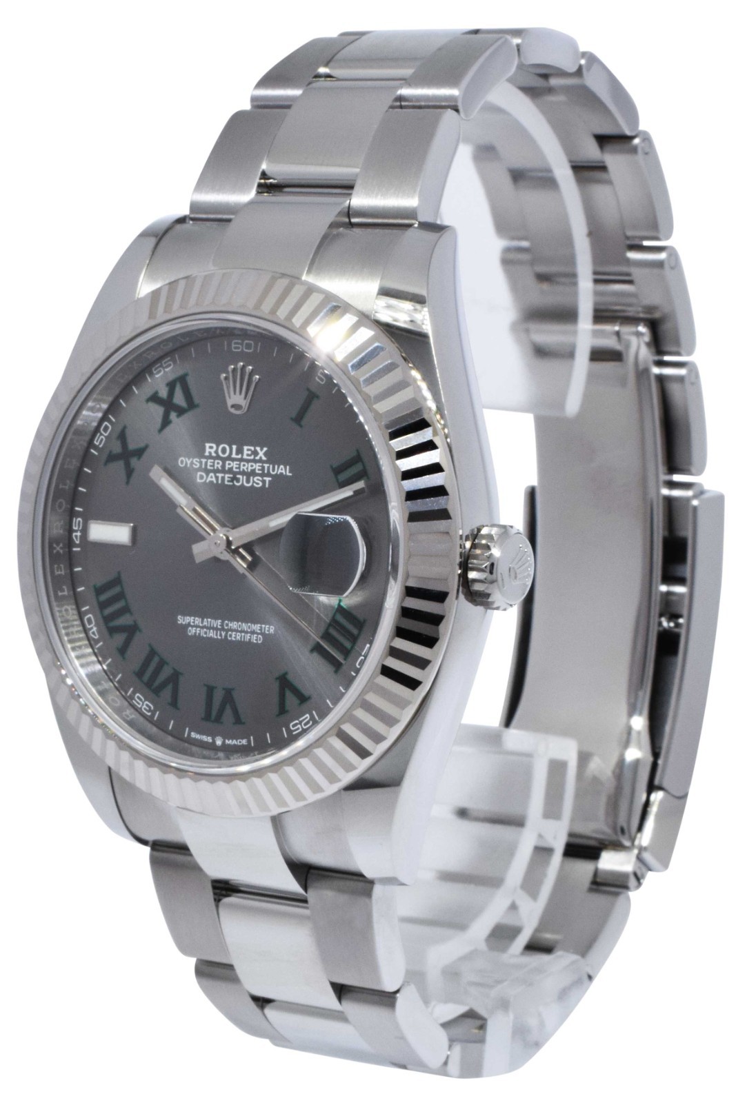 Rolex Datejust 41 Steel & 18k WG Wimbledon Dial Oyster Watch +Card '23 126334