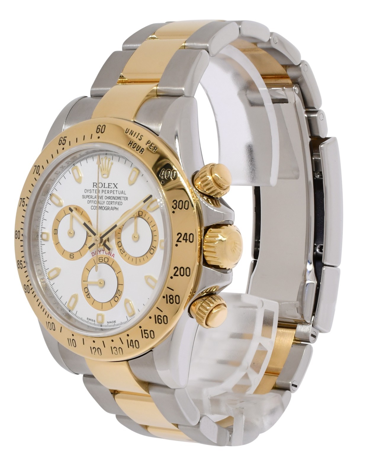 Rolex Daytona Chronograph 18k Yellow Gold/Steel White Dial 40mm Watch V 116523