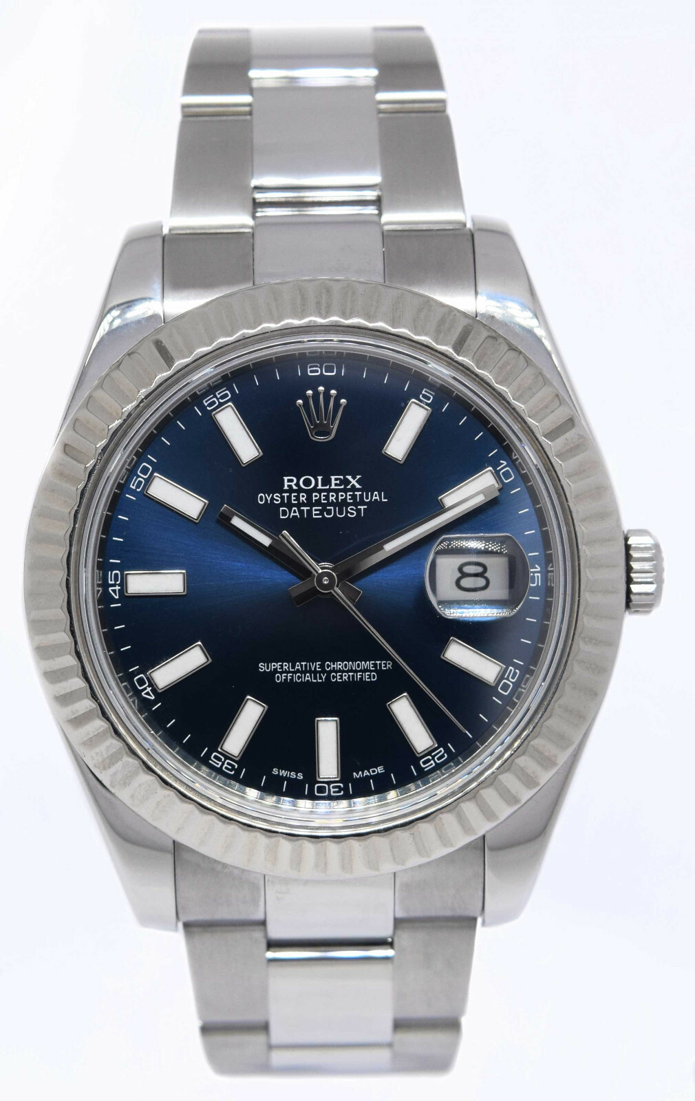 Rolex Datejust II Steel /18k Gold Bezel Blue Dial Mens 41mm Watch 116334