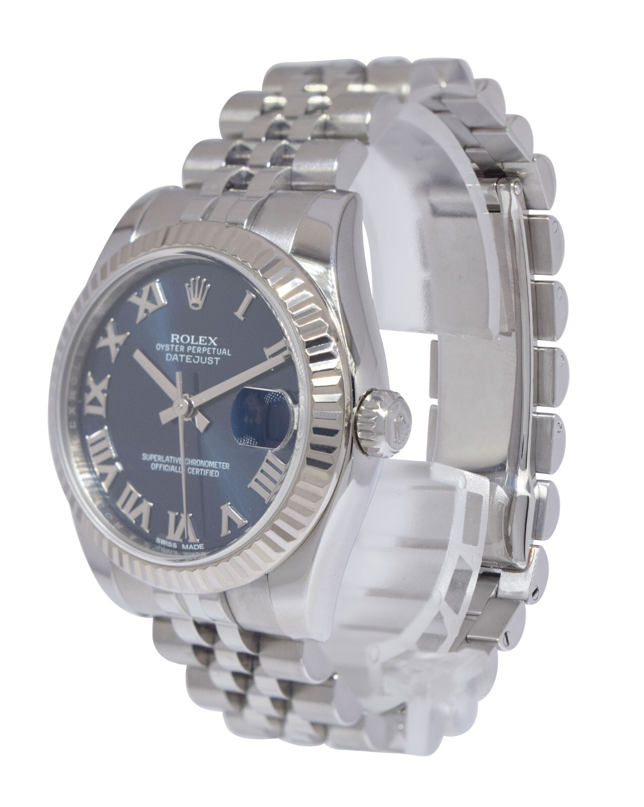 Rolex Datejust Steel 18k Gold Bezel Blue Dial Ladies 31mm Watch '12+ 178274