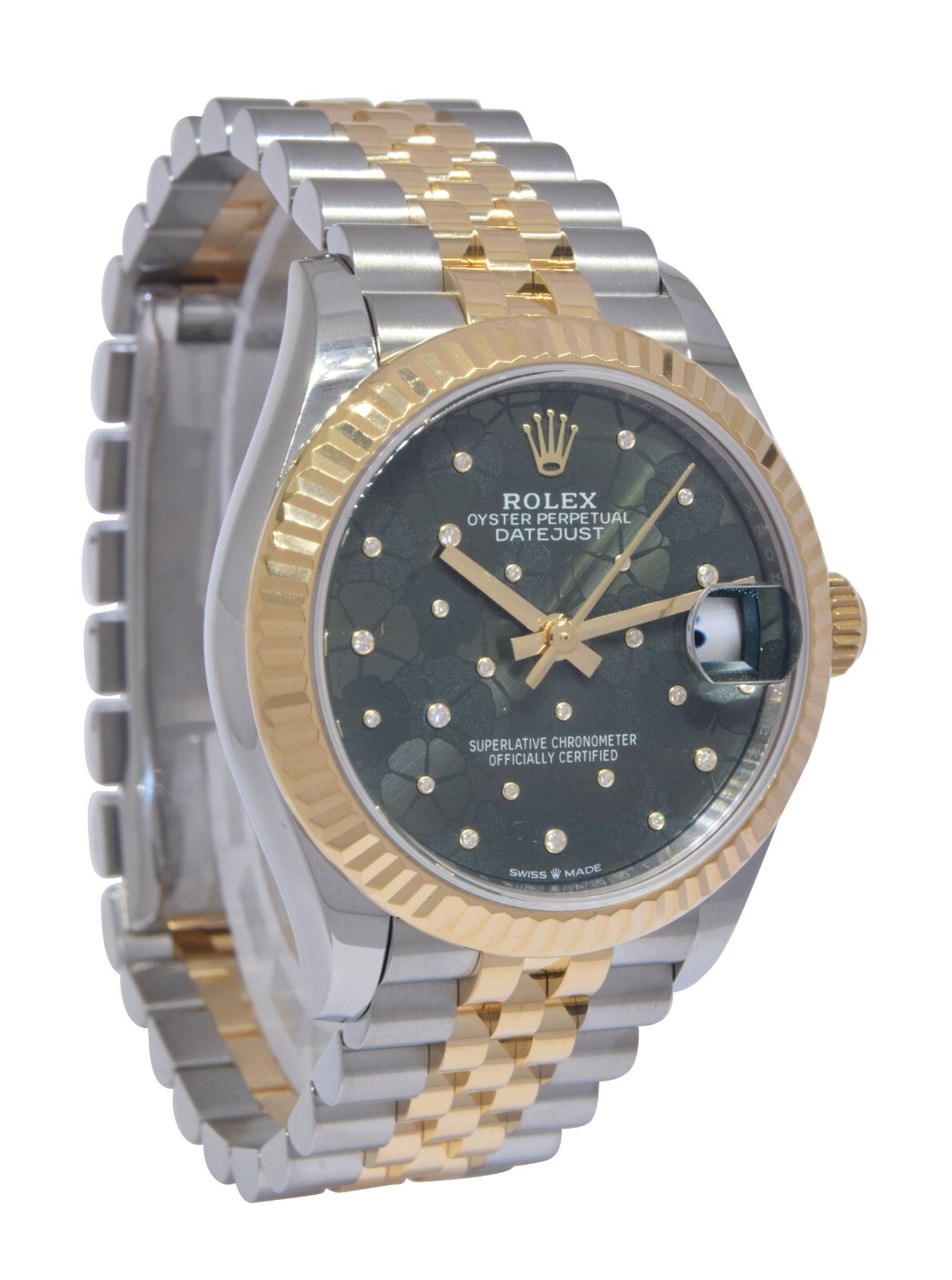 Rolex Datejust 31 18k Yellow Gold/Steel Olive Floral Motif Diamond Watch 278273