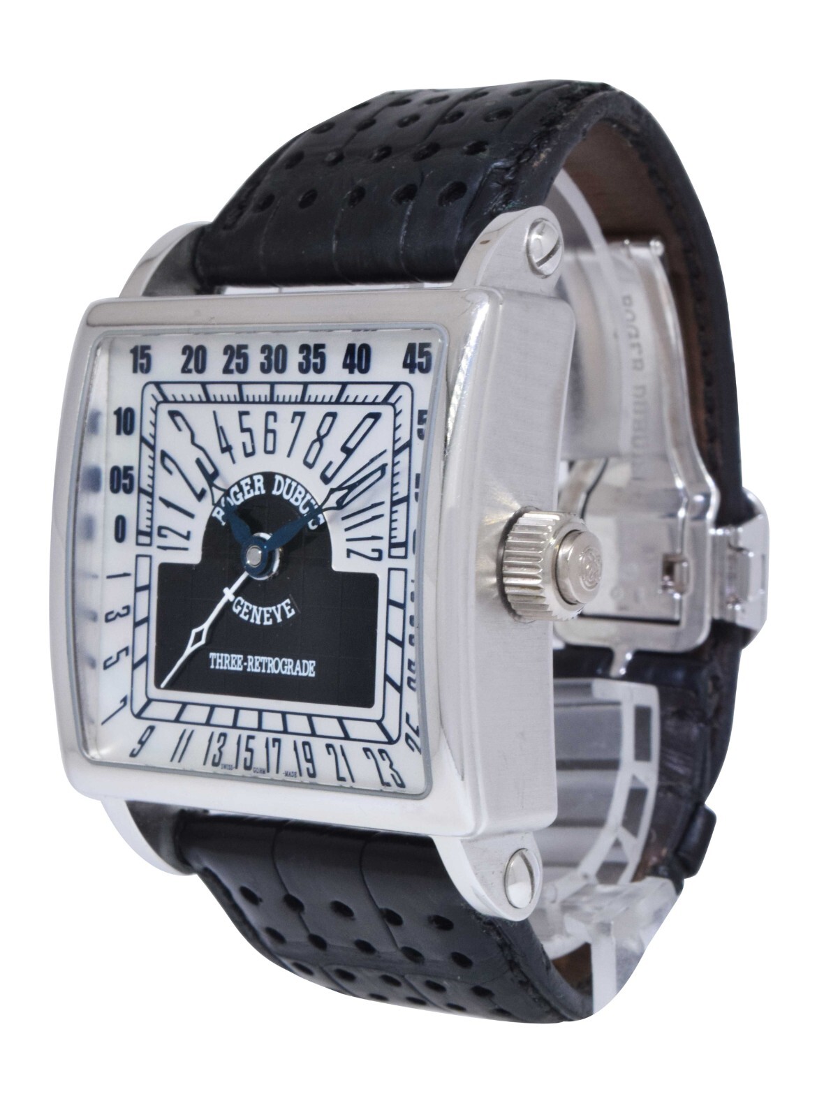Roger Dubuis Golden Square Triple Retrograde 18k White Gold Mens 40mm Watch G40