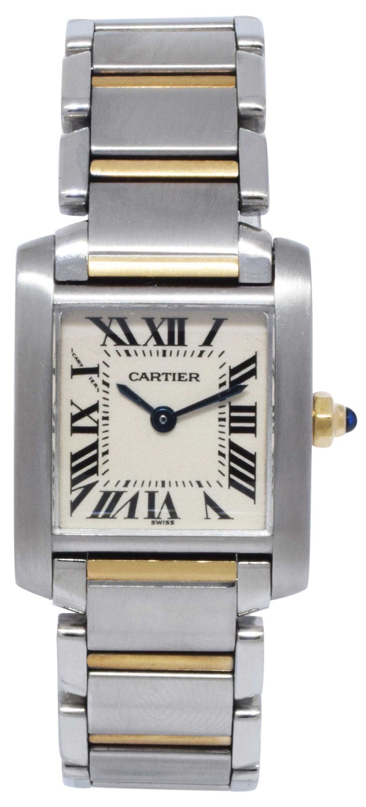 Cartier Tank Francaise Small 18k Yellow Gold/Steel Silver Dial Ladies Watch 2384