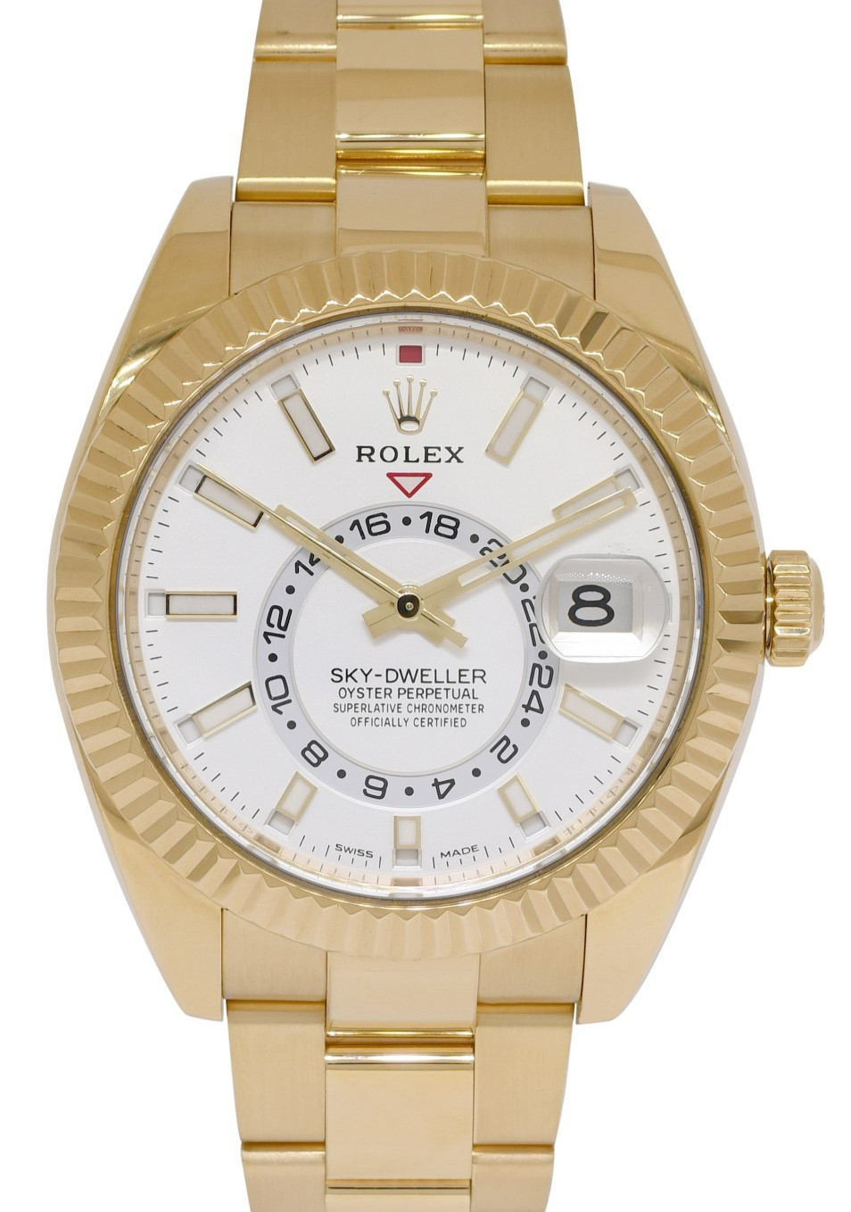 Rolex Sky-Dweller GMT 18k Yellow Gold White Dial Mens 42mm Watch B/P '23 326938 Rolex Sky-Dweller GMT 18k Yellow Gold White Dial Mens 42mm Watch B/P '23 326938