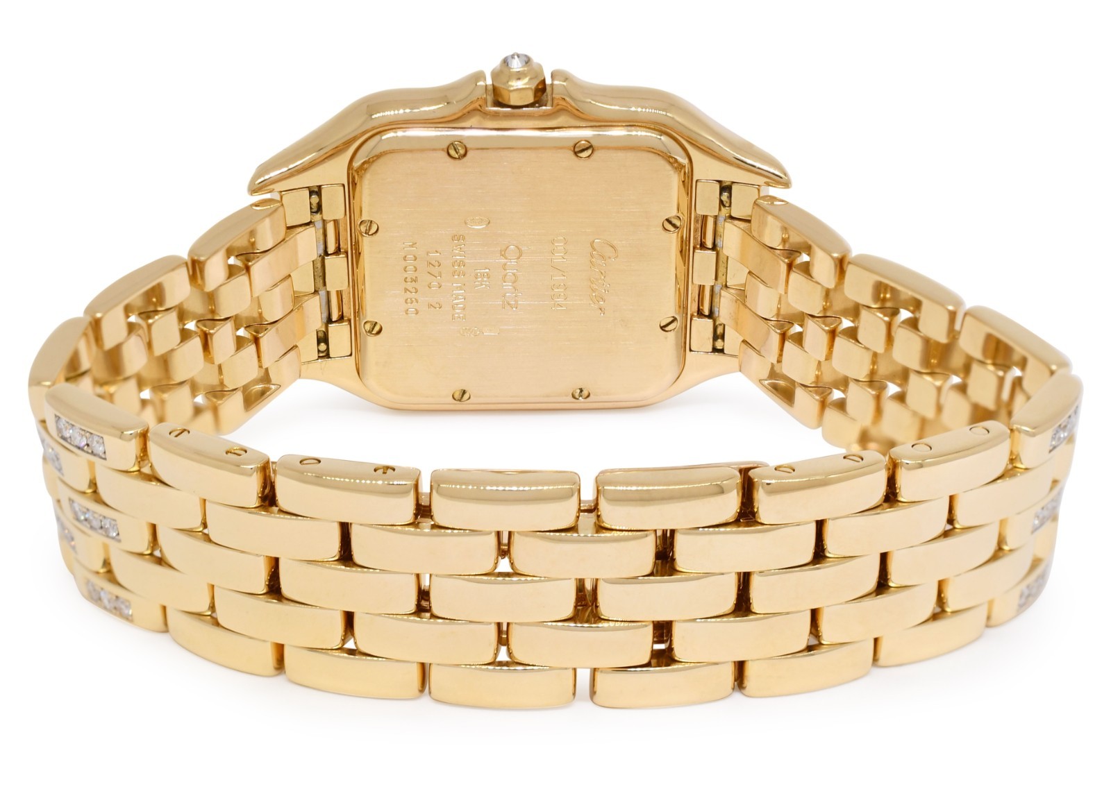 Cartier Panthere Large 18k Yellow Gold & Pave Diamond Ladies Quartz Watch 1270