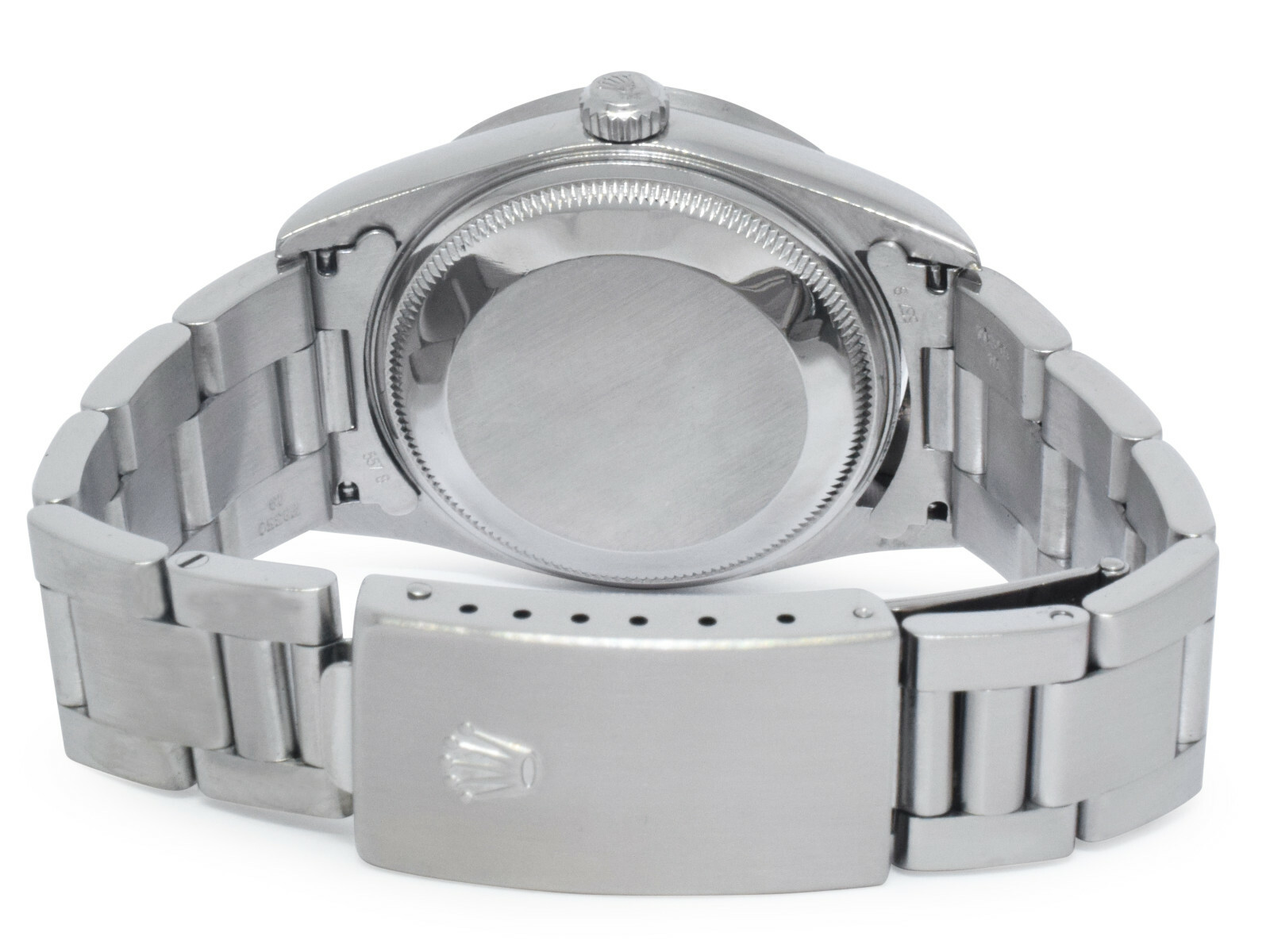 Rolex Date Steel Silver Dial Engine Turned Bezel 34mm Watch D 15210