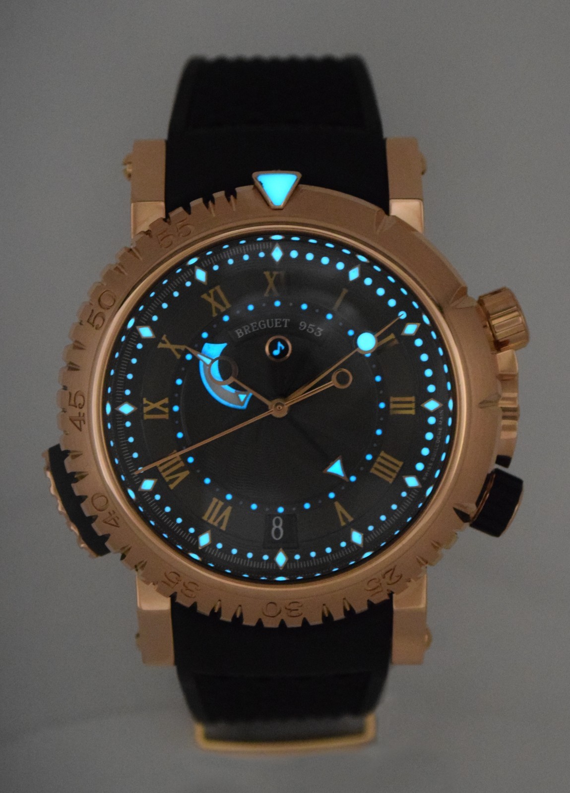 Breguet Marine Royale 18k Rose Gold Alarm Mens 45mm Watch +Papers 5847BR/Z2/5ZV