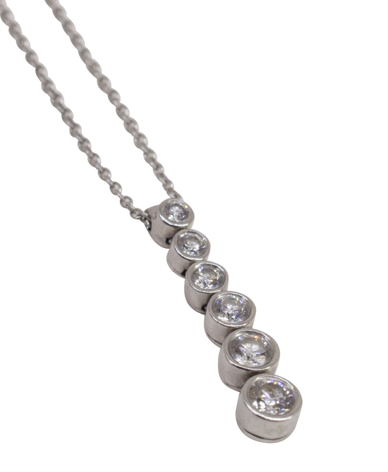Tiffany & Co. Jazz Graduated Drop Diamond Pendant Platinum Chain Necklace 16"