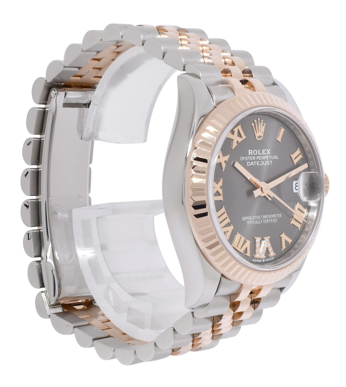 Rolex Datejust 31 18k Rose Gold/Steel Slate Gray Diamond VI Ladies Watch 278271