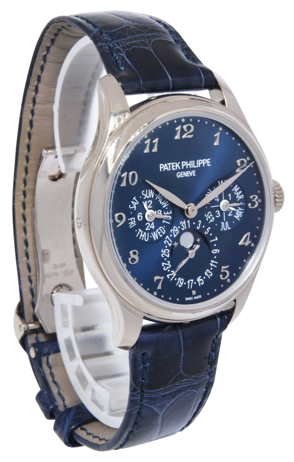 Patek Philippe Perpetual Calendar White Gold Blue Dial Mens 39mm Watch B/P 5327g