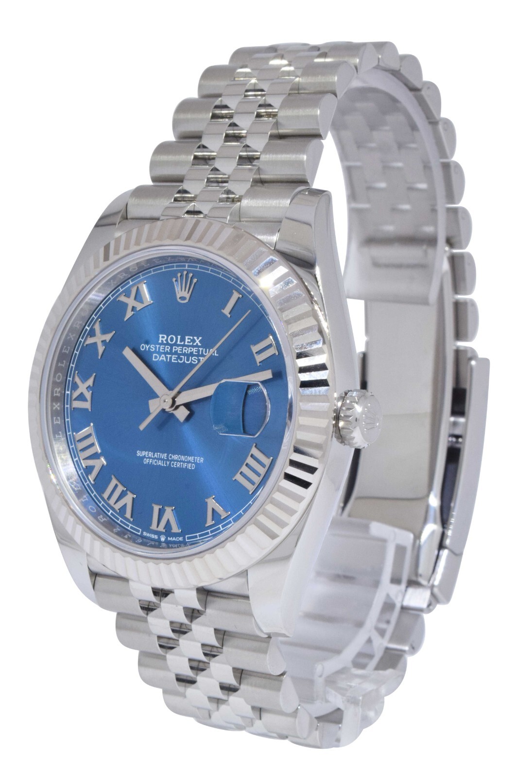Rolex Datejust 41 Steel & 18k Gold Bezel Blue Roman Dial Watch +Card '22 126334