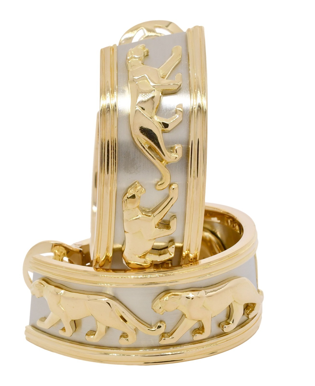 Cartier Panthere 18k Yellow Gold & Platinum Hoop Earrings
