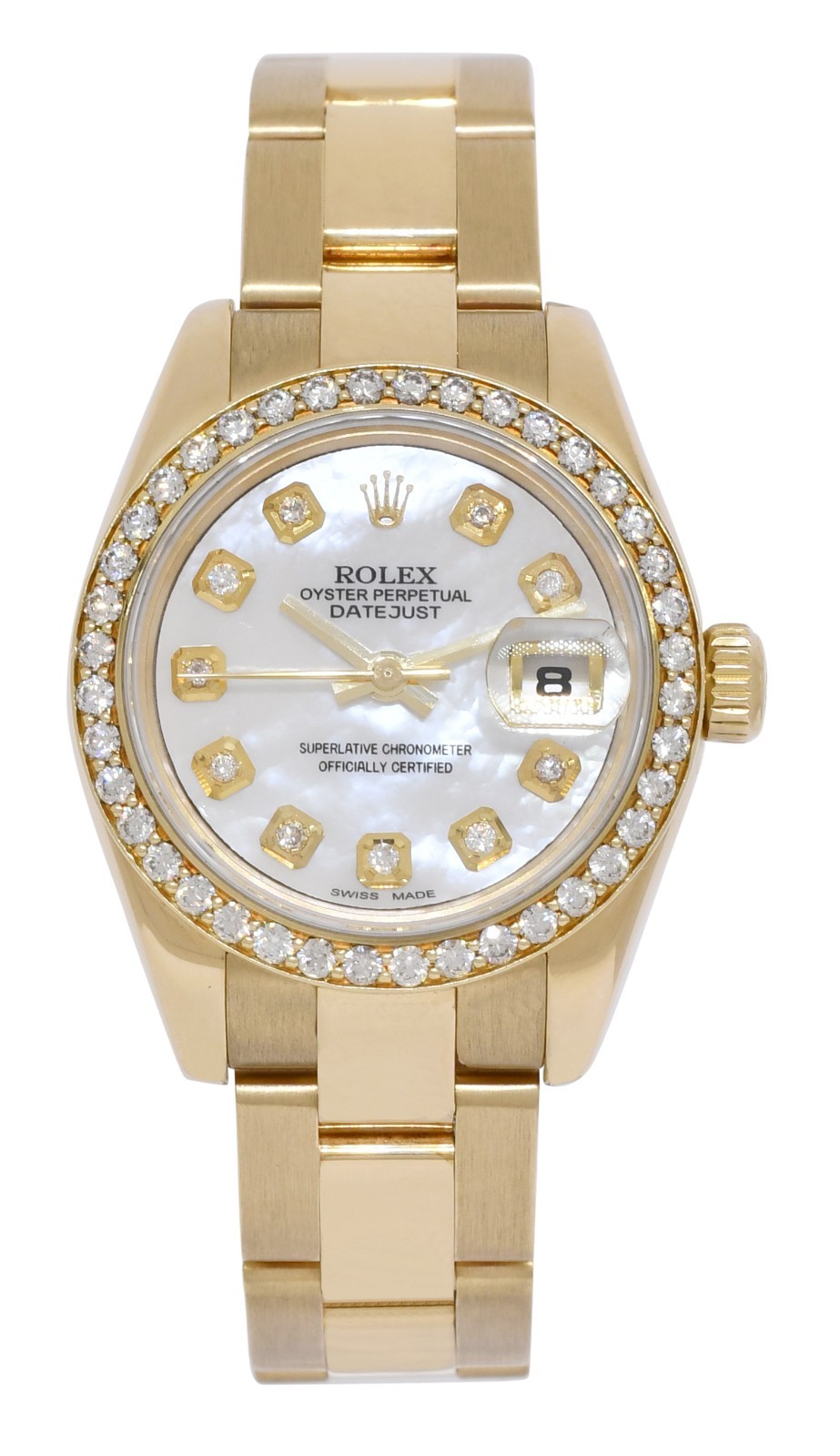 Rolex Datejust Oyster 18k Yellow Gold MOP Diamond Dial/Bezel 26mm Watch D 179178
