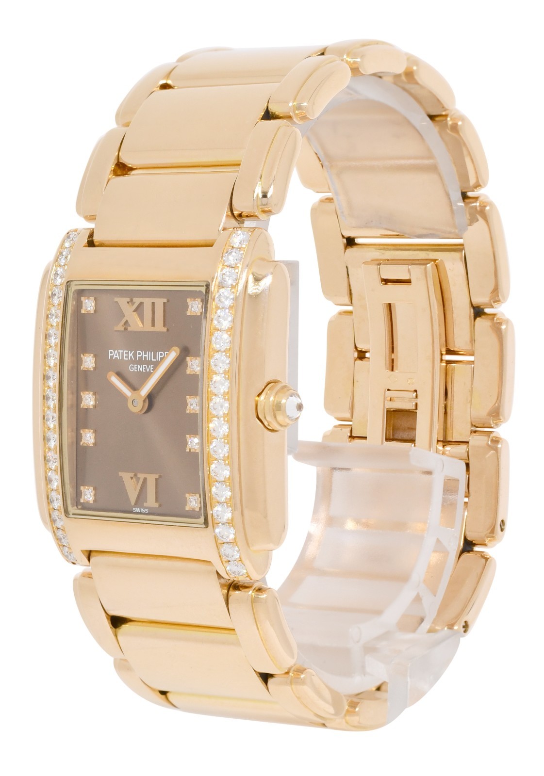 Patek Philippe Twenty~4 18k Rose Gold & Diamond Chocolate Ladies Watch 4910/11R