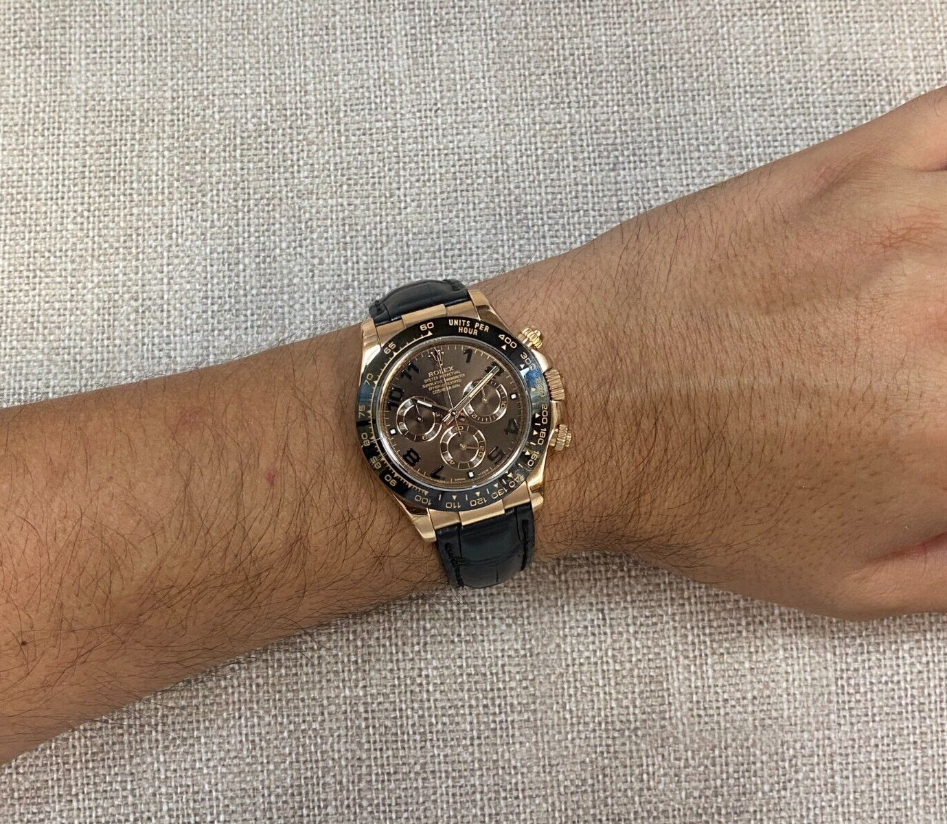 Rolex Daytona 18k Rose Gold / Ceramic Chocolate Dial 40mm Watch B/P '12 116515
