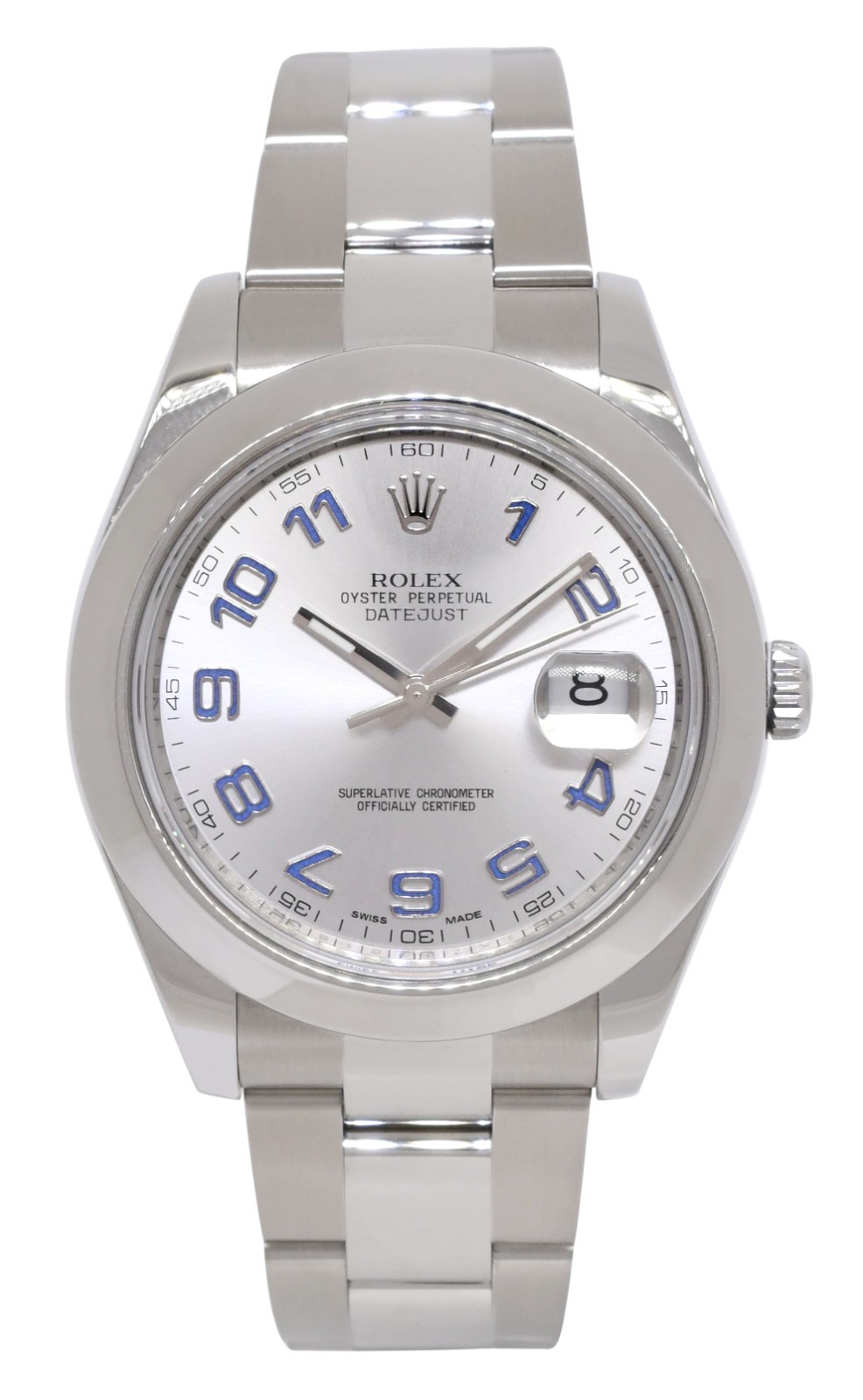 Rolex Datejust II Steel Silver Dial Purple Numerals 41mm Watch +Card '15 116300