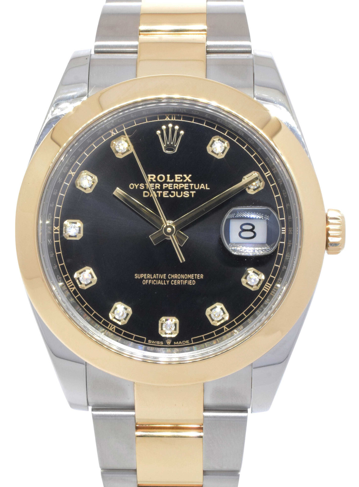 Rolex Datejust 41 18k Yellow Gold/Steel Black Diamond Dial Watch B/P 126303