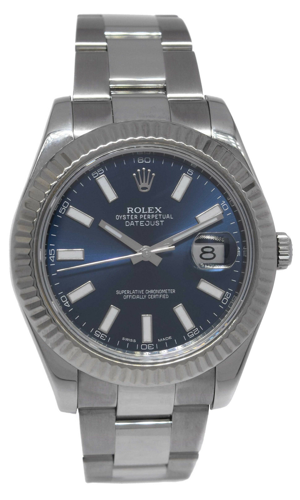Rolex Datejust II Steel /18k Gold Bezel Blue Dial Mens 41mm Watch 116334