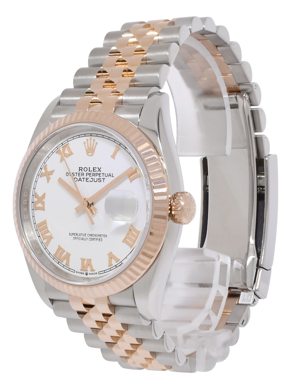 Rolex Datejust 36 18k Rose Gold/Steel White Dial Jubilee Watch +Card '21 126231