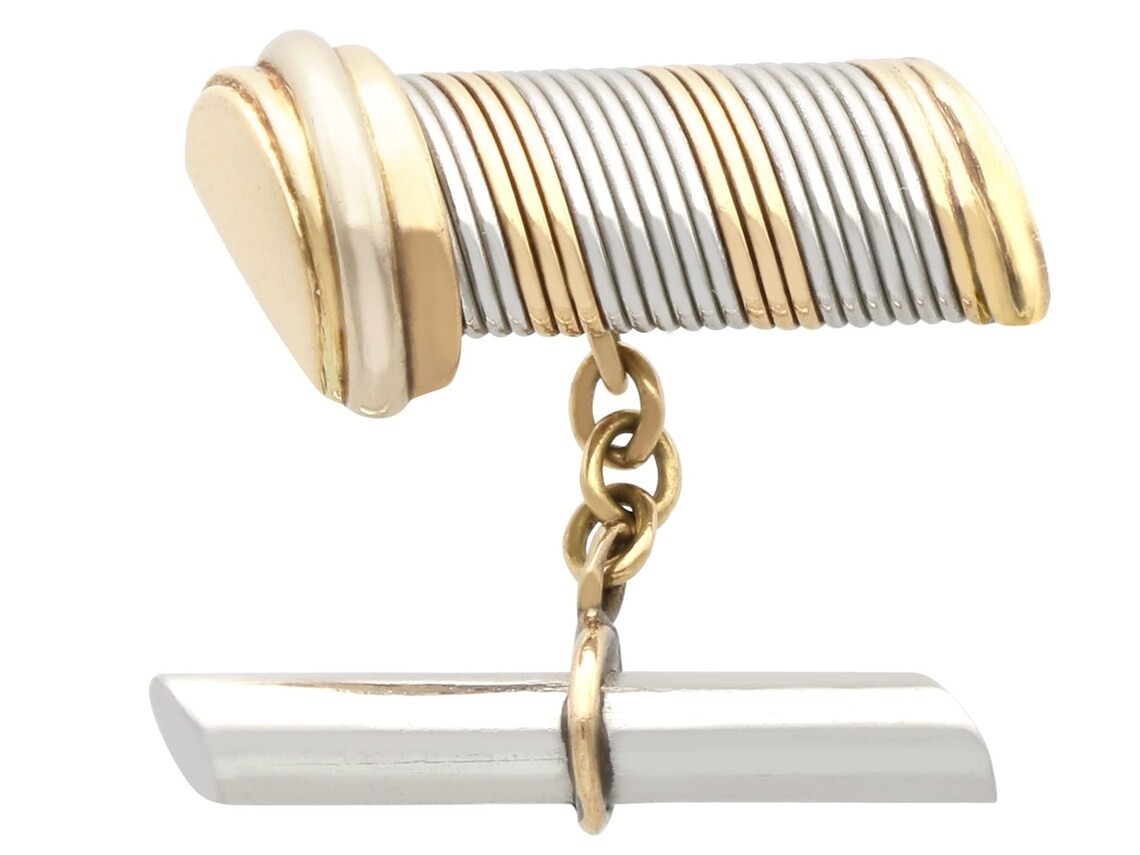 Cartier 18k Yellow & Stainless Steel Cufflinks Box/Papers '89