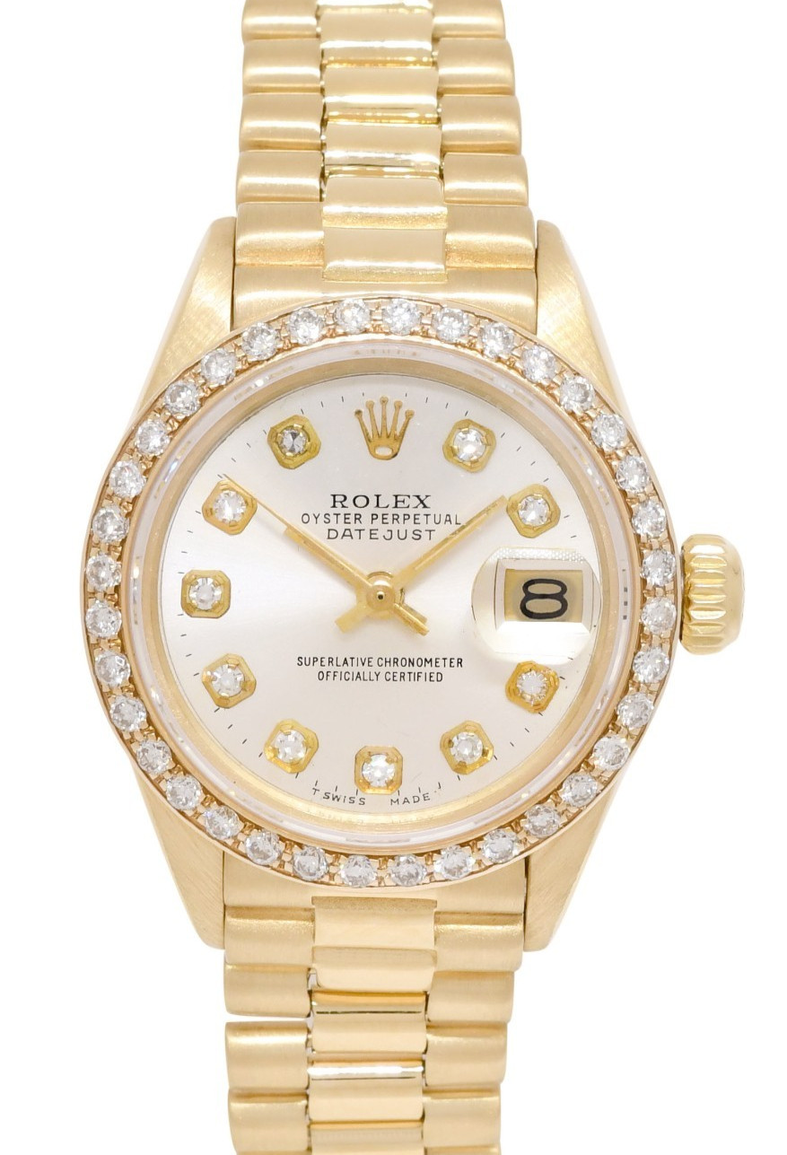 Rolex Datejust President 18k Yellow Gold Diamond Dial/Bezel 26mm Watch '79 6917