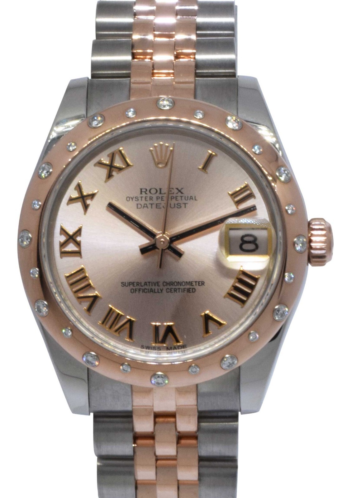 Rolex Datejust 18k Rose Gold/Steel Diamond Bezel Pink 31mm Watch +Card 178341 Rolex Datejust 18k Rose Gold/Steel Diamond Bezel Pink 31mm Watch +Card 178341