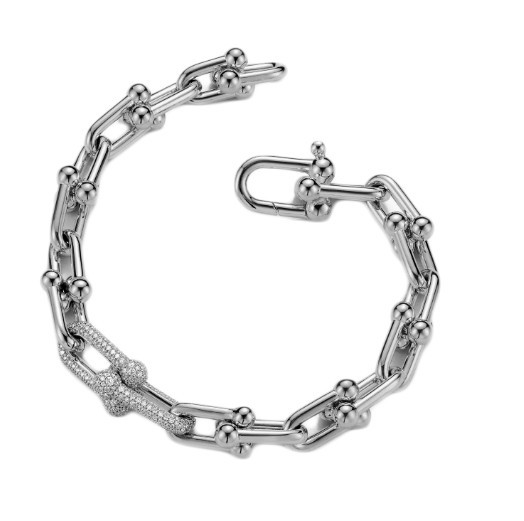 Tiffany & Co. HardWear 18k White Gold & Diamond Large Link Bracelet +Box