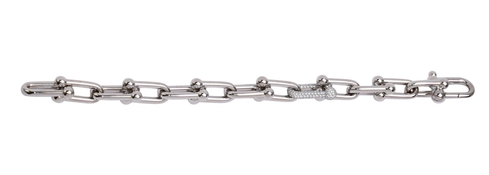 Tiffany & Co. HardWear 18k White Gold & Diamond Large Link Bracelet +Box
