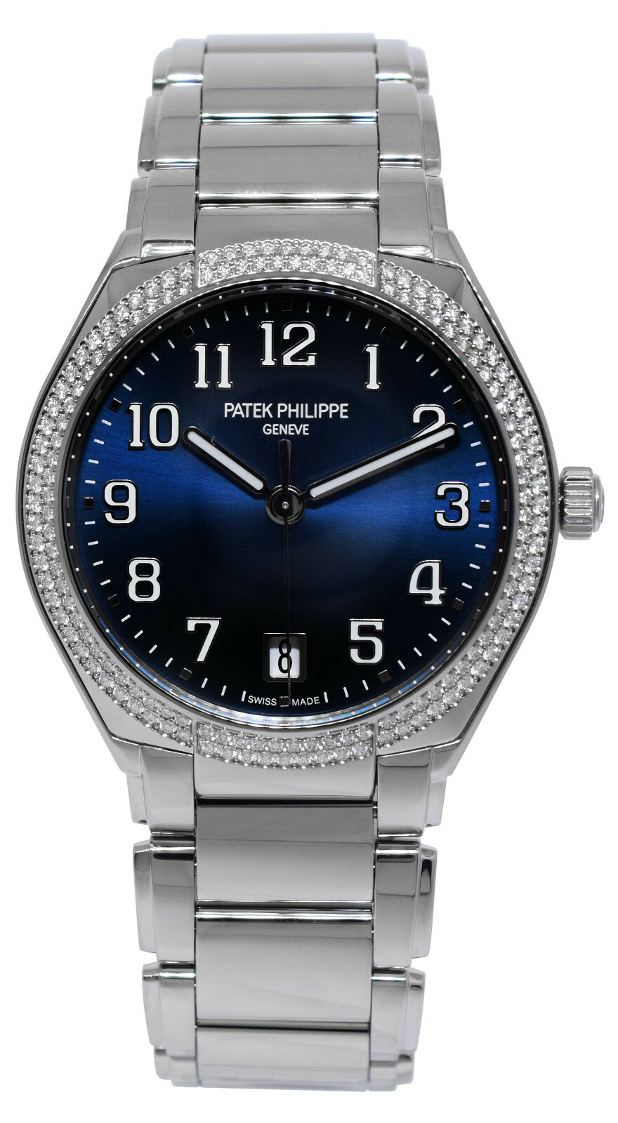 Patek Philippe Twenty~4 Steel Blue Dial Diamond Ladies Watch B/P '21 7300/1200A