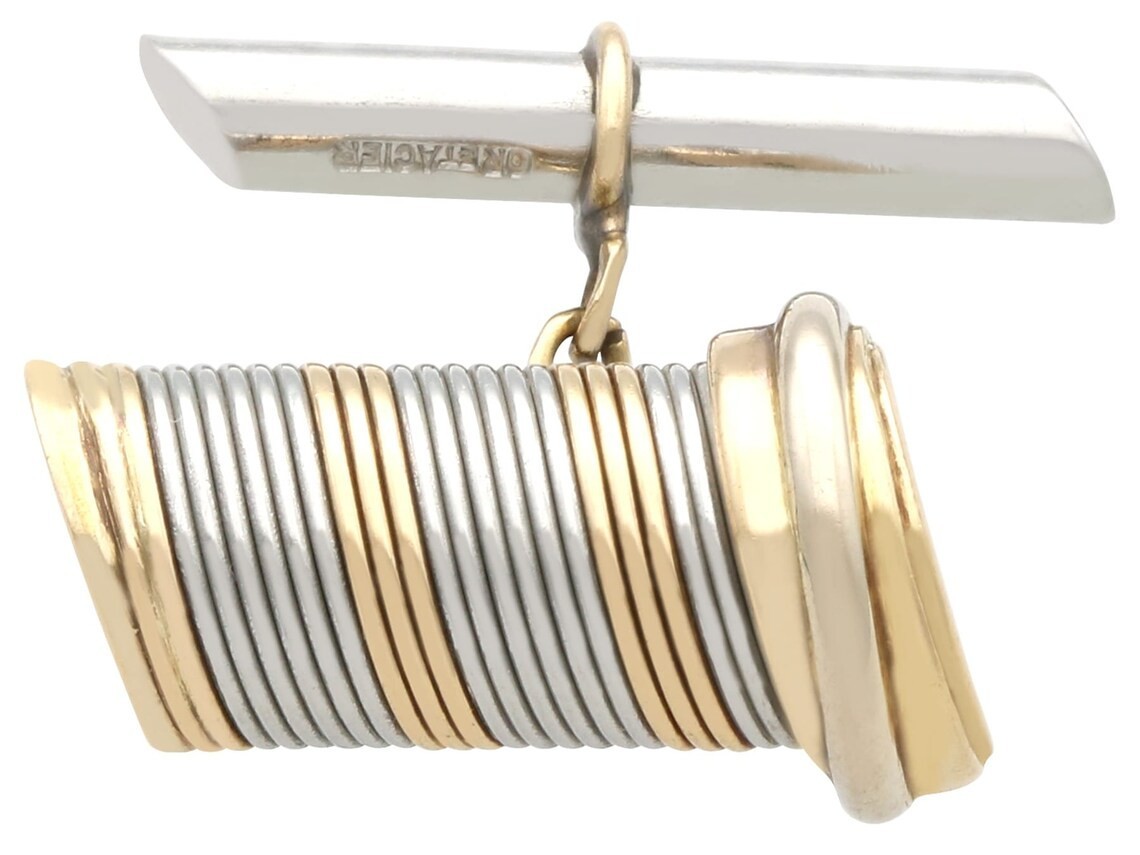 Cartier 18k Yellow & Stainless Steel Cufflinks Box/Papers '89