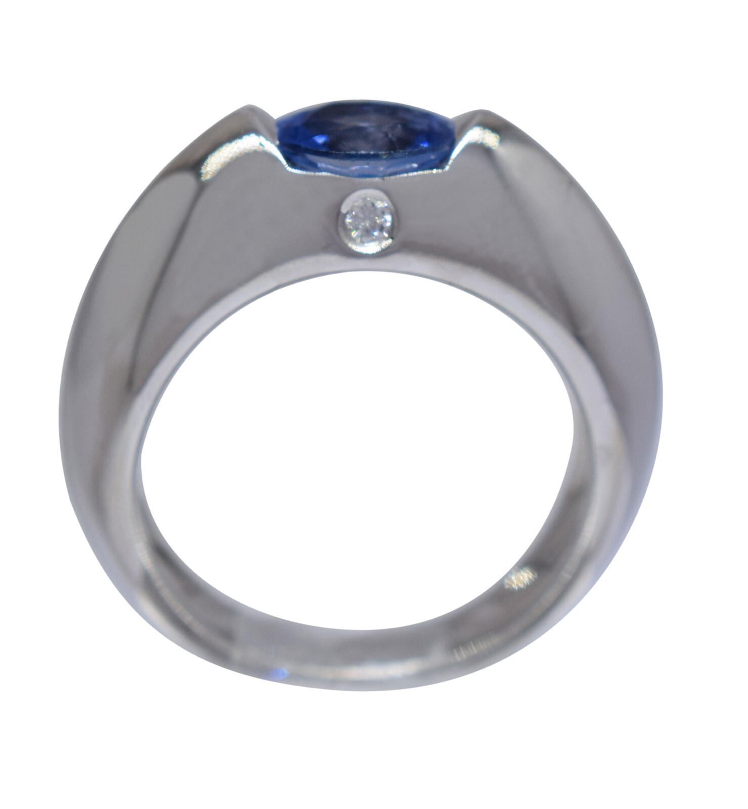 Piaget Blue Sapphire & Diamond 18k White Gold Ring Size 52