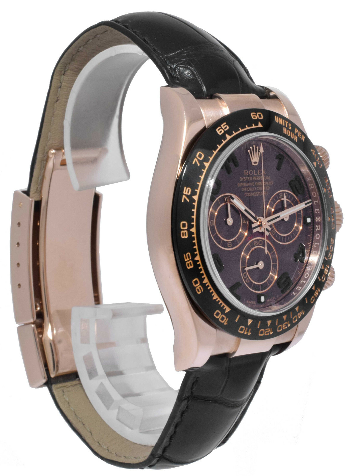 Rolex Daytona 18k Rose Gold / Ceramic Chocolate Dial 40mm Watch B/P '12 116515