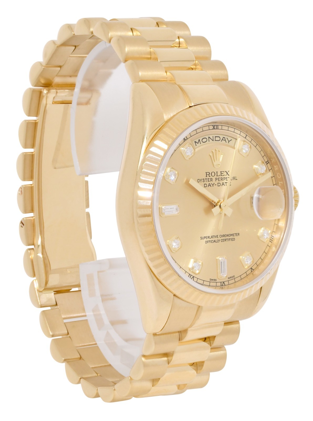 Rolex Day-Date President Yellow Gold Champagne Diamond Dial 36mm Watch Z 118238
