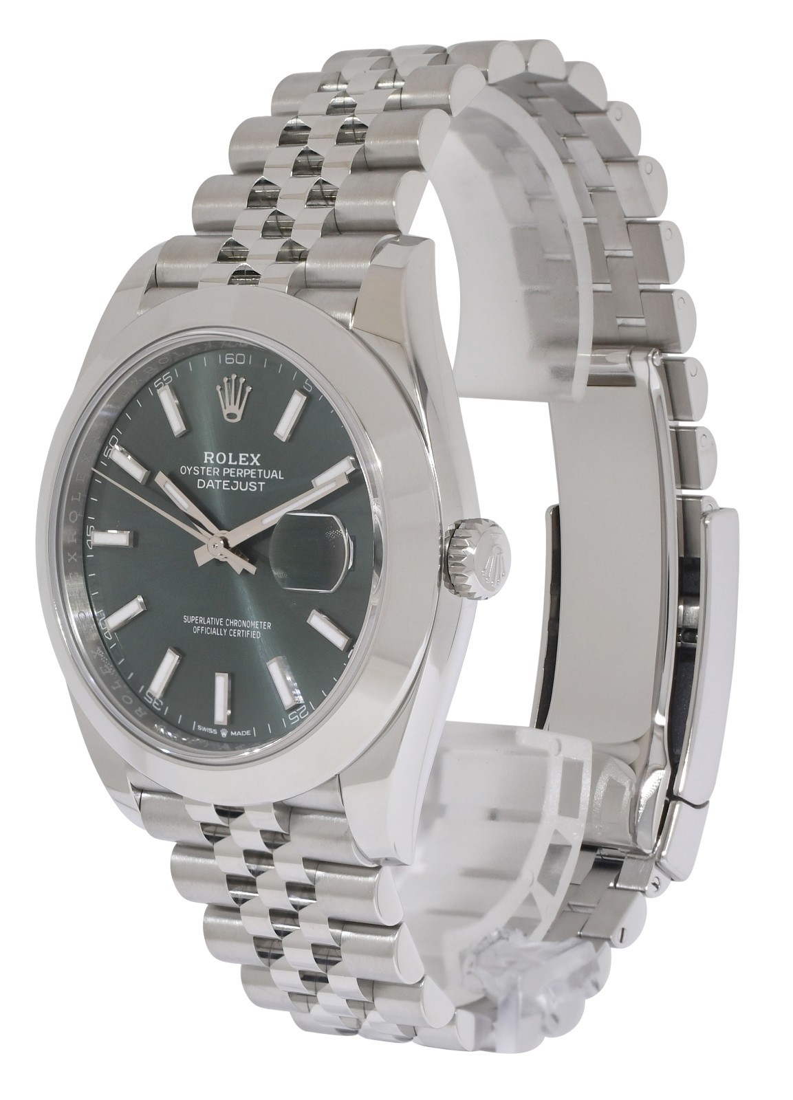 NEW Rolex Datejust 41 Steel Mint Green Dial Mens Jubilee Watch B/P '25 126300